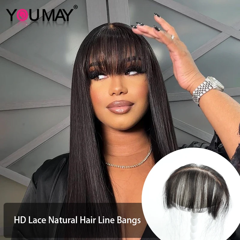 

Real HD Lace Bangs Brazilian Remy Human Hair Bangs Only Skin Melt Natural Hair Line Human Hair For Black Women Youmay Virgin