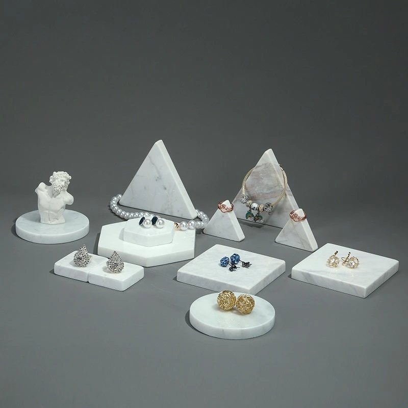 

Marble Jewelry Display Stand Fashion Earring Ring Display Counter Shooting Necklace Displays Shelf Women Bracelet Displays Rack