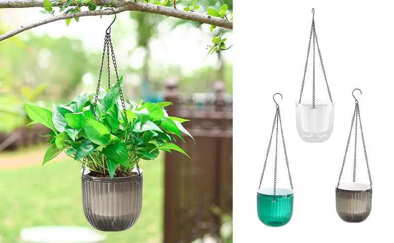 

Hang Planter Hanging Basket Flower Pot Transparent Lazy Ins Wind Self-absorbing Hydroponic Resin Large Diameter Drop-resistant