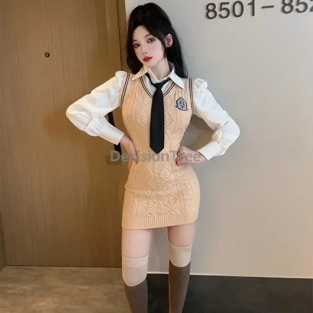 2025 stile accademia pacchetto di maglia vestito dall'anca set di due pezzi stile americano piccante per ragazze quotidiano jk uniforme campus autunno uniforme scolastica