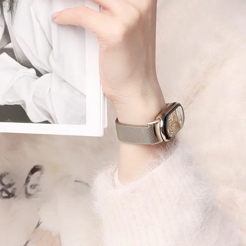 الأشرطة المغناطيسية الجديدة لـ mi band 10 miband 9 nfc ملحقات الساعة حزام من الفولاذ المقاوم للصدأ سوار كوريا لـ Xiaomi mi band 10 #6