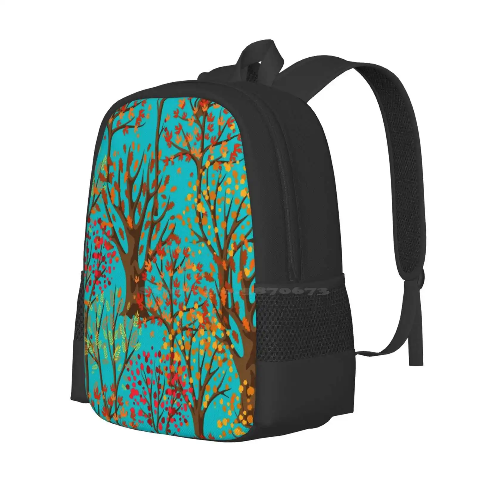 Fall Autumn Pattern- Forest Trees Red Orange Yellow Leaves, Fall Leaves Print Hot Sale Schoolbag Backpack Fashion Bags