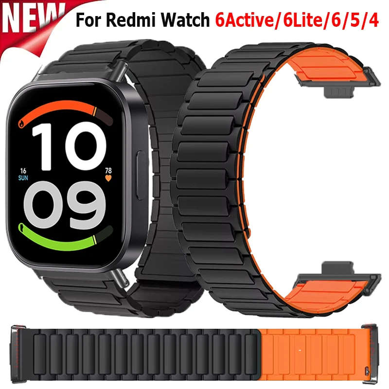 Magnetic Silicone Strap For Redmi Watch 6 Active/6 Lite Sport Wristband Correa For Redmi Watch 6 5 4 Replacement Band Bracelet