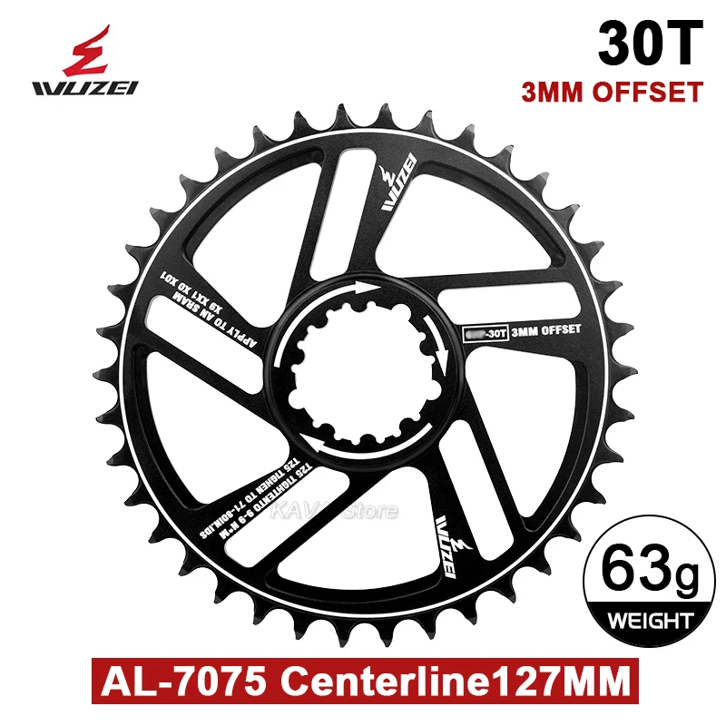 WUZEI MTB 3 Bolt Chainring 30T 32T 34T 36T 38T 40T 42T Offset 1mm/3mm/6mm CNC Sprocket for Sram 11/12S NX XX XO GX GXP11