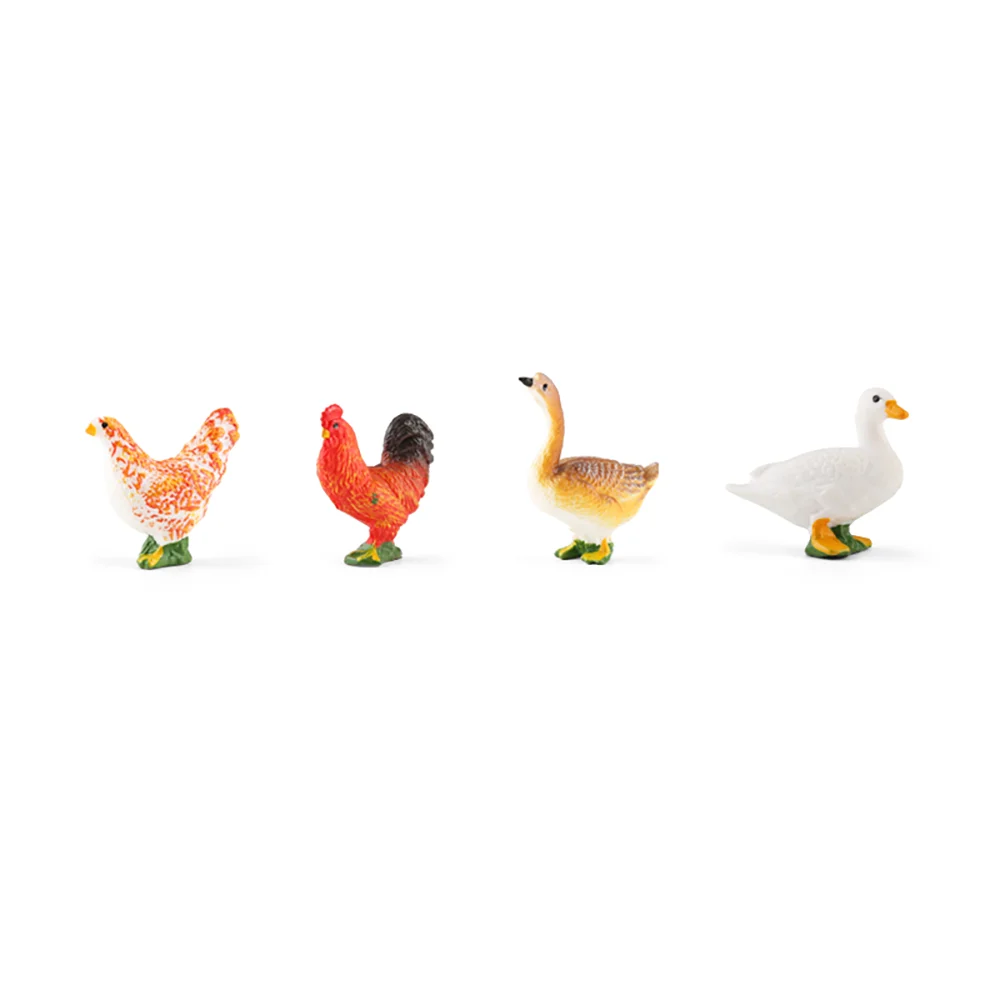 12PCS Simulation Poultry Farm Animal Model Toy Mini Duck Horse Chicken cow Figures Dolls Action Figurines Toys For Children Gift