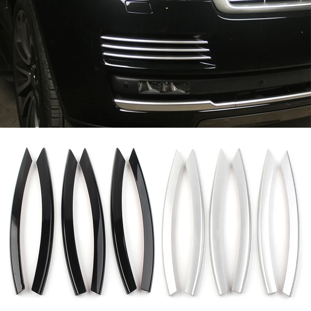 6Pcs Front Bumper Fog Light Lamp Decoration Cover Trim For Land Rover Range Rover L405 2013 2014 2015 2016 2017 Black/Silver