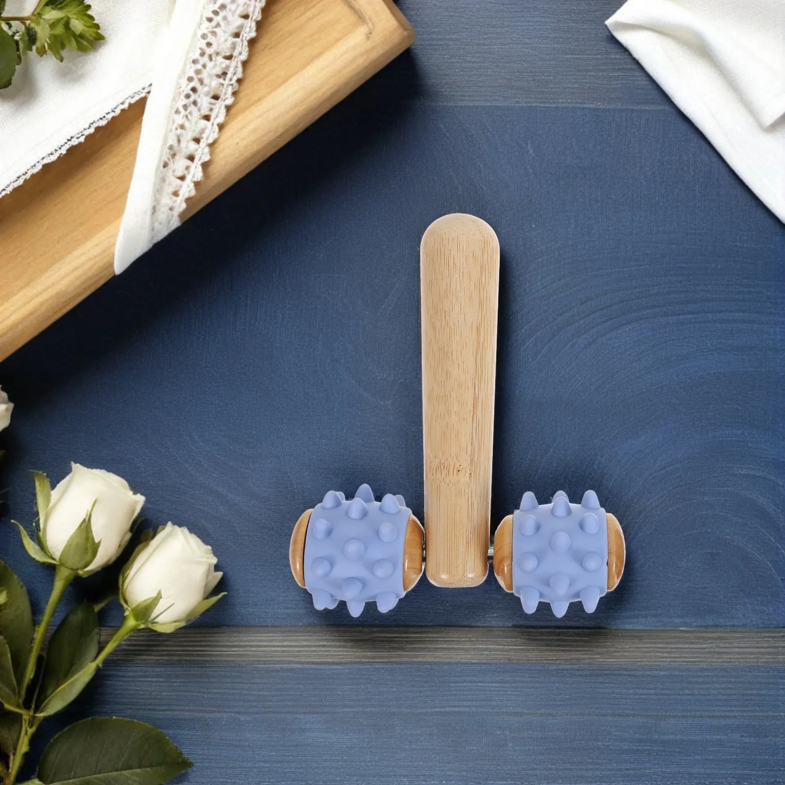 

Набор из 2 деревянных массажных роликов - Натуральный ручной массажер для мышц стоп, ног, рук - Инструмент для снятия боли и коррекции фигуры в икроножных мышцах и спине