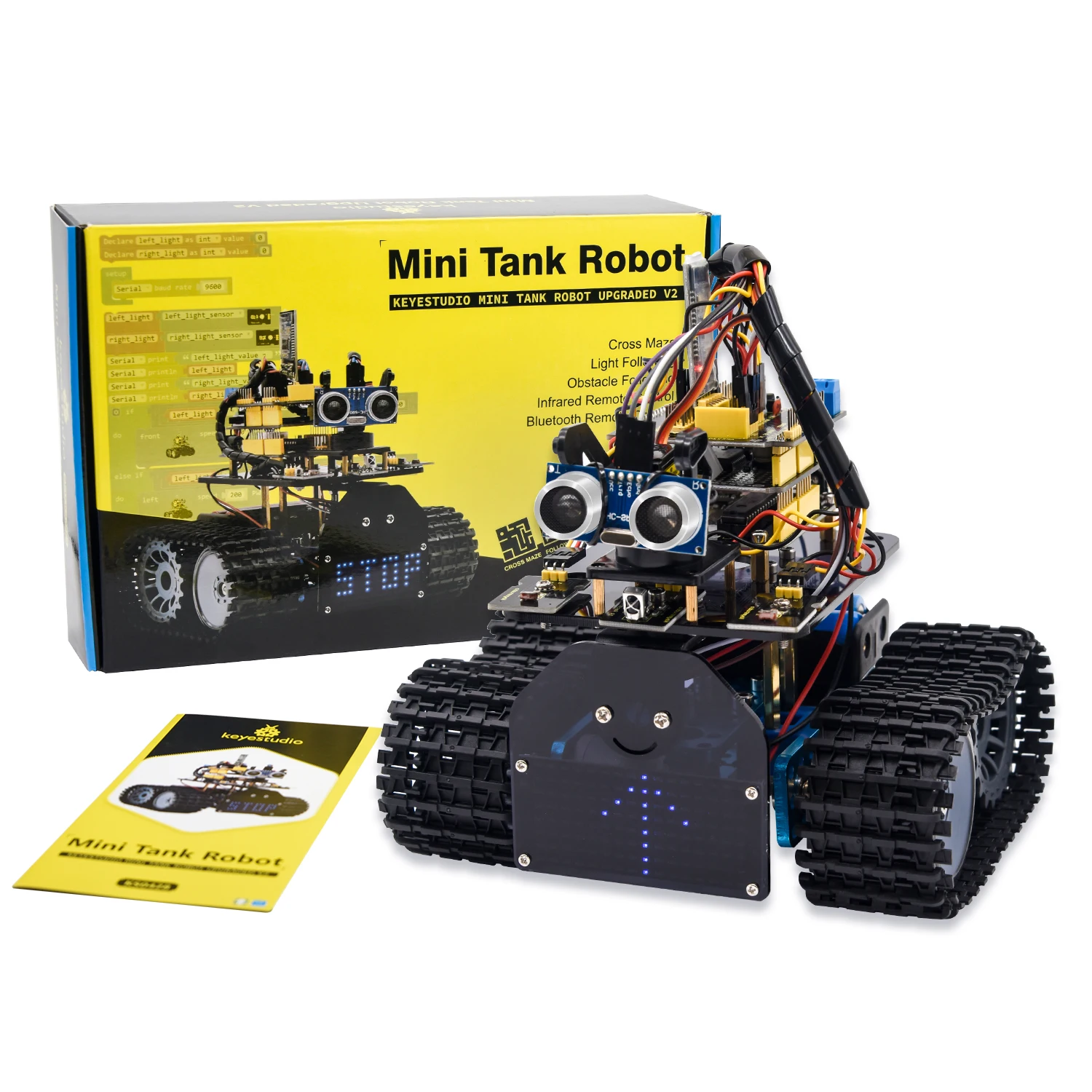 

Keyestudio DIY Mini Tank Robot V2.0 Smart Robot Car Kit for Arduino Robot Kit STEM+ 15Projects IOS &Android Control CE Compliant