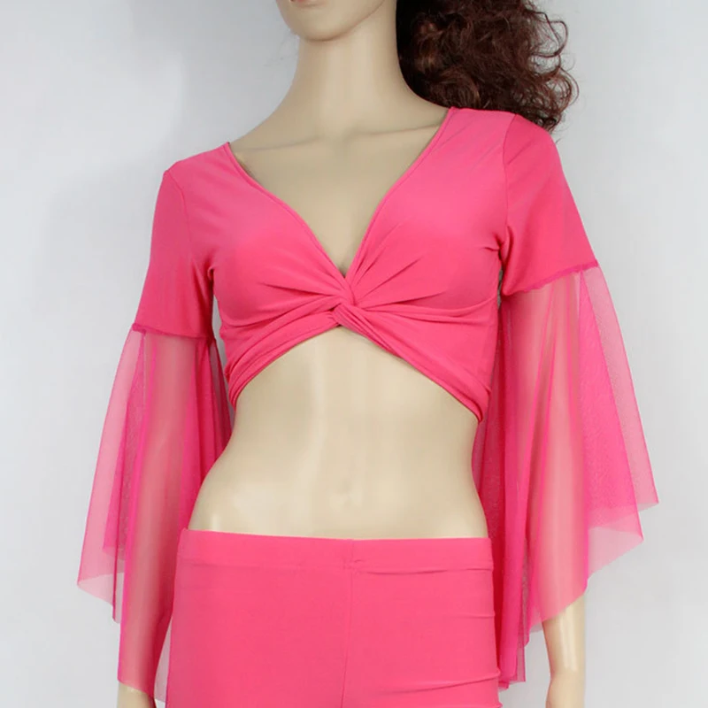 

Women Lace-up Belly Dance Tops Long Flare Sleeve Shawl Shrug Bolero Yoga Indian Dance Practice Tops Stage Performance Costume
