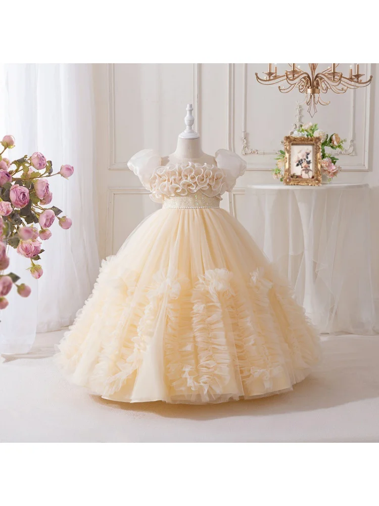 Girls' Summer New High-End Host Birthday Performance Light Luxury Piano Performance Princess Dress image 4