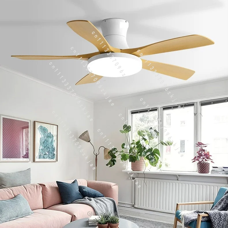 Minimalist Ceiling Fan Light for Dining Living Bedroom, Inverter Electric Fan Lamp for Home, Quiet with LED,Space-Saving Fixture