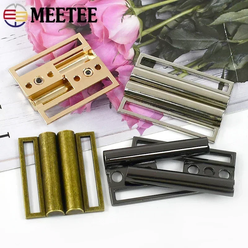 Meetee 2Pcs 30-80mm Metal Belt Buckle Women Coat Waistband Buckles Bags Garment Decorative Clasp DIY Sewing Hardware Accessories