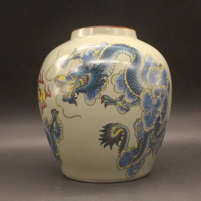 Chinese Qing Guangxu Famille Rose Porcelain Blue Dragon Pattern Pot 6.30 inch