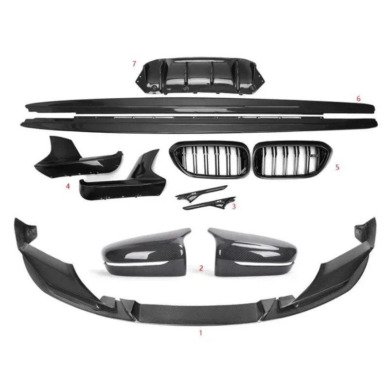 Carbon Fiber Bumper Body Kit for BMW F90 M5 2018-2019 MP Style Grill Front Lip Mirror Cover Splitter Side Skirt Diffuser