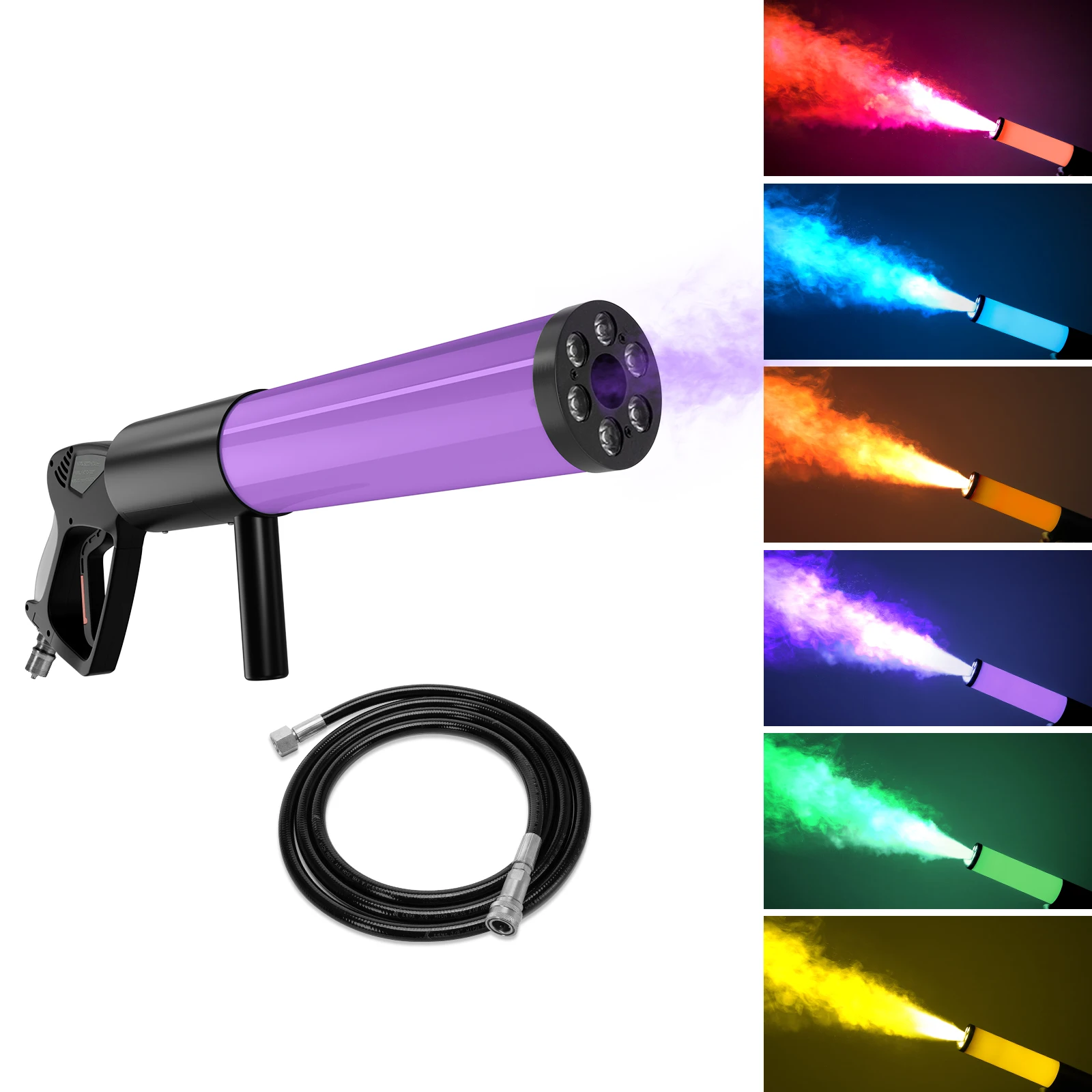 Yiflamefly Sechslampen-Kohlendioxid-Säulenpistole RGB LED Atmosphären-Requisite Rauchpistole Trockeneis-Pistole für Bar, Hochzeit, Party, Show, Konzert