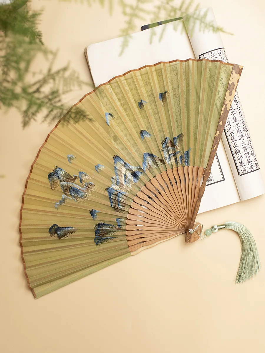 Chinese Suzhou Embroidery Style Bamboo Folding Fan, Embroidery Female Silk Fan, Silk Fan Chinese Style