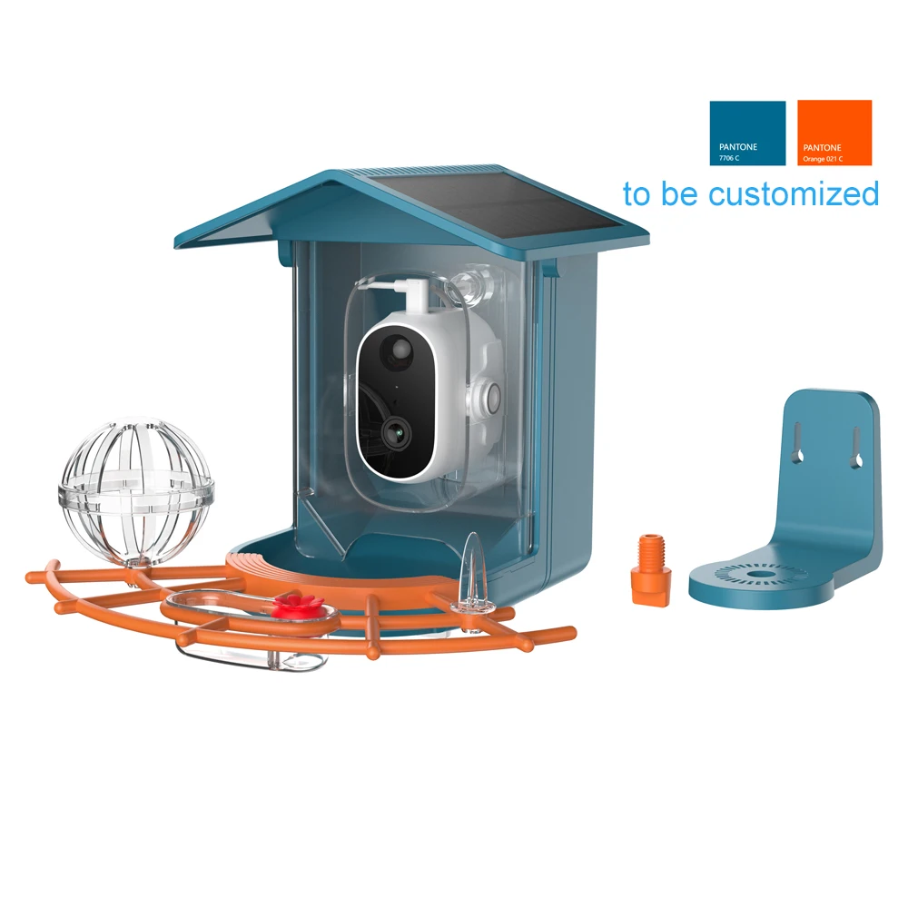 Mangiatoia per uccelli intelligente con telecamera wireless Acquisizione automatica da 4 MP Riconoscimento AI per uccelli Telecamera per aviaiaia Video solare Mangiatoia per uccelli