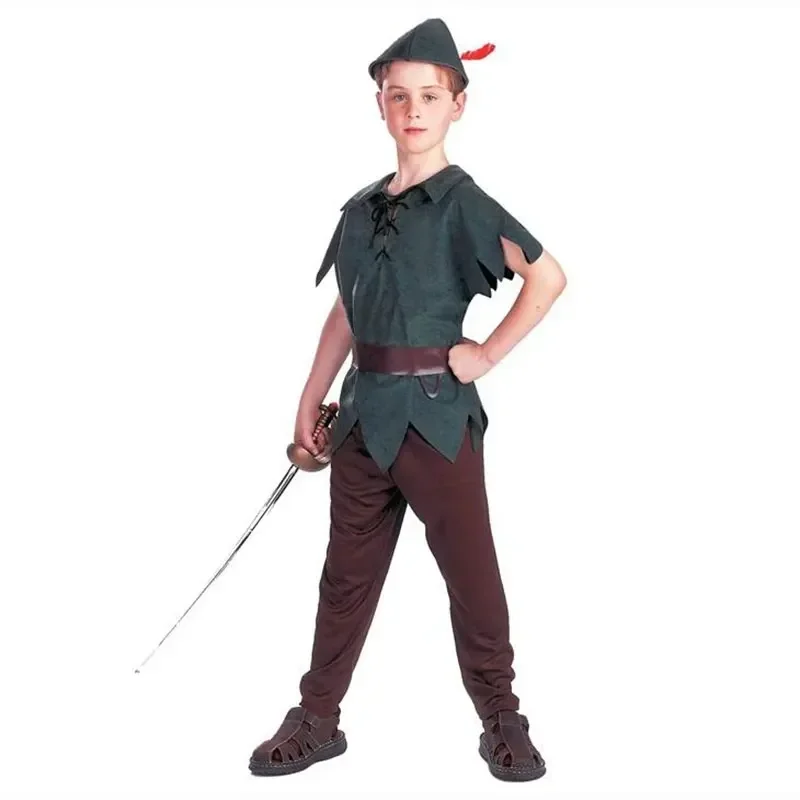 MN1 Costume da Peter Pan per bambini per ragazzi Halloween Purim Carnevale Festa in maschera Vestito cosplay 4-10Y9 * Jy