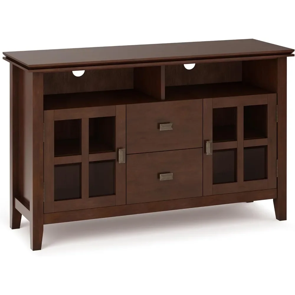 

48 Inch Wide Contemporary TV Media Stand In Russet Brown For TVs Up To 55 Inches, For The Living Room And Entertainment Center|