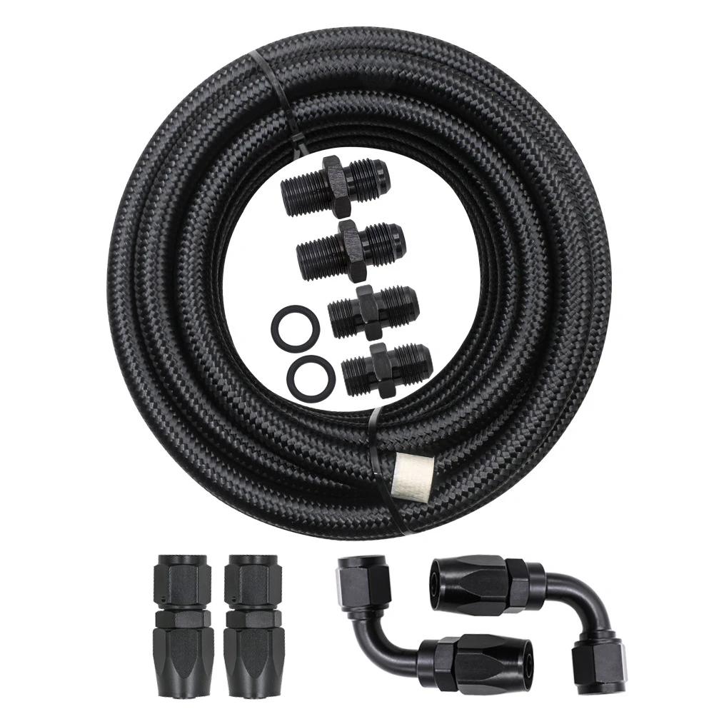 For 4L60E 4L65E Automatic Transmission Cooler Line Kit Black 6AN Steel Braided