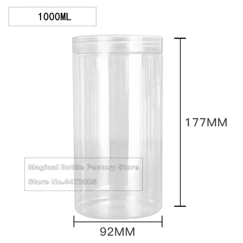 1000ML Trắng Đen Nâu Cà Phê Trong Suốt Nắp Bao Da Clear Trống Packaing Thú Cưng Hũ Nhựa Nồi Đựng Bình Sữa