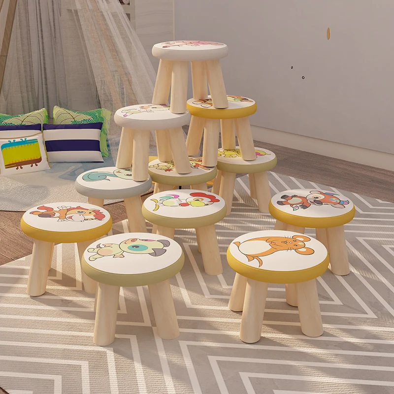 

Solid Wood Stool Home Cute Children's Small Stool Fashion Creative Stool Twelve Zodiac Cartoon Low Stool