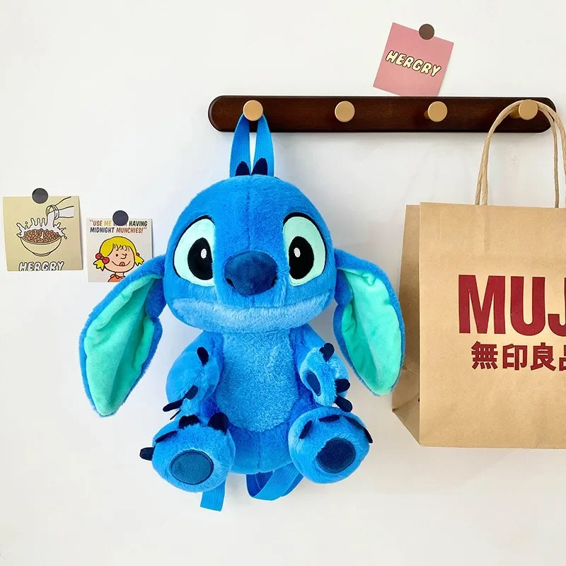 New Disney Stitch Plush Backpack Cartoon Cute Backpack Children's Plush Stuffed Backpack Storage Bags School Bag for Girls Gifts