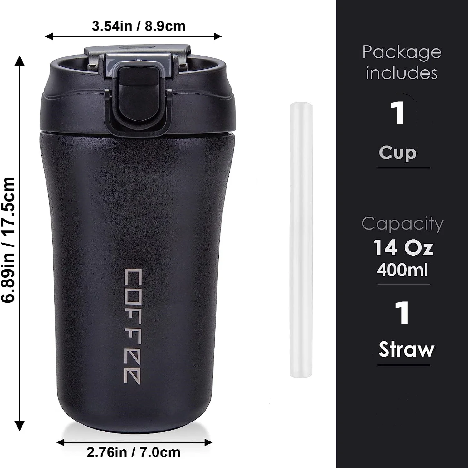 Travel Coffee Mug Vacuum Insulated Bottle Spill Proof with Lid Straw Reusable Tumbler Keep Hot/Ice Coffee Tea Car Thermos Cup