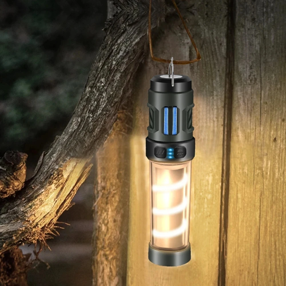 Lampada da campeggio multifunzione a LED portatile ricaricabile per zanzare Illuminazione da esterno con supporto per treppiede repellente per zanzare integrato