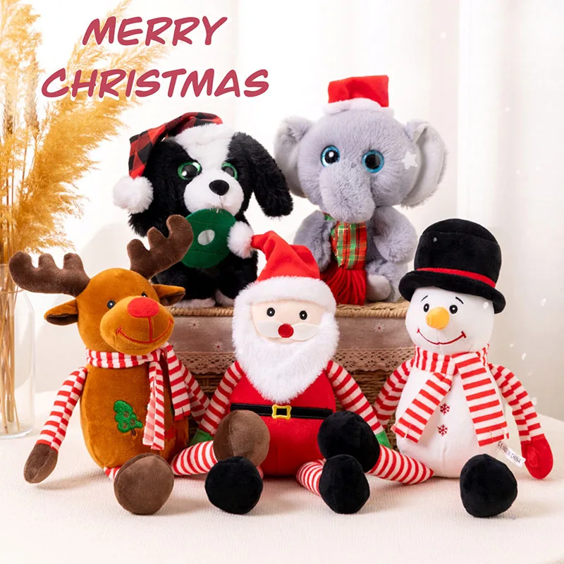 

25CM Christmas Series Plush Toy Soft Stuffed Santa Claus Elk Snowman Elephant Doll Kawaii Xmas Home Decoration Ornament