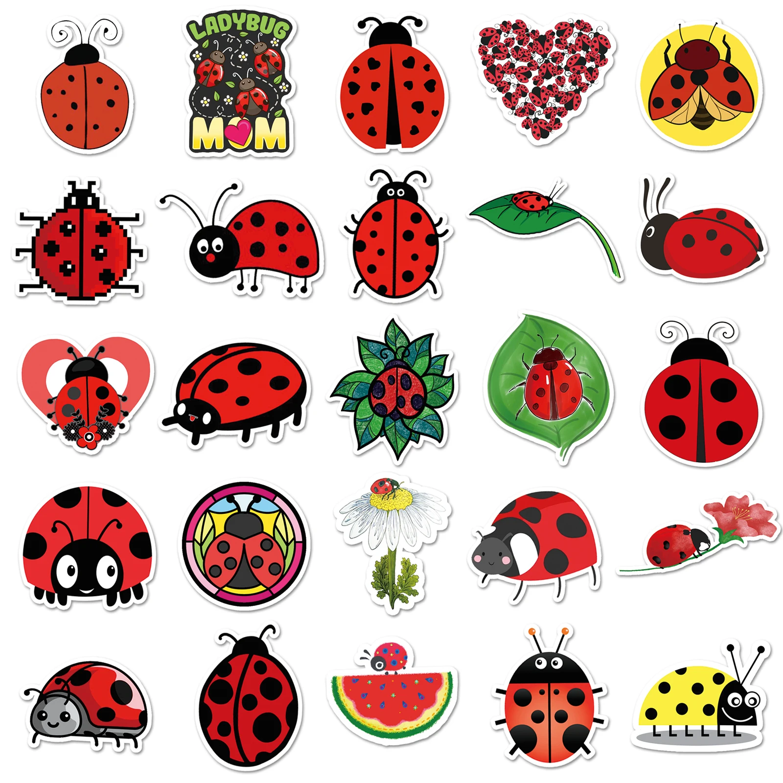 50pc Ladybug series Cartoon Cute Graffiti Stickers Suitcase Laptop Guitar Skateboard Personalized Decoration Stickers