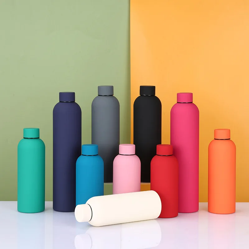 

750ml Insulated Bottle Solid Color Stainless Steel Jug with Lid Large Capacity Ice Coffee Cup Portable for Driving Travel Home