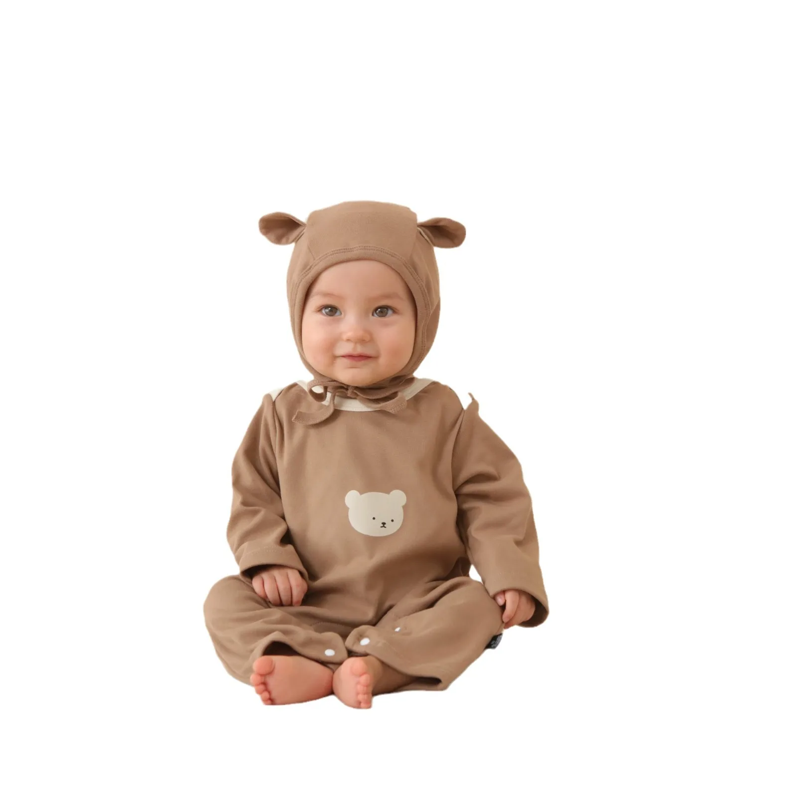 2024 Autumn Velvet Newborn Girl Rompers Cotton Rabbit Printed Long Sleeve Baby Girl Bodysuits Solid Detachable Ears Kid Girl Hat