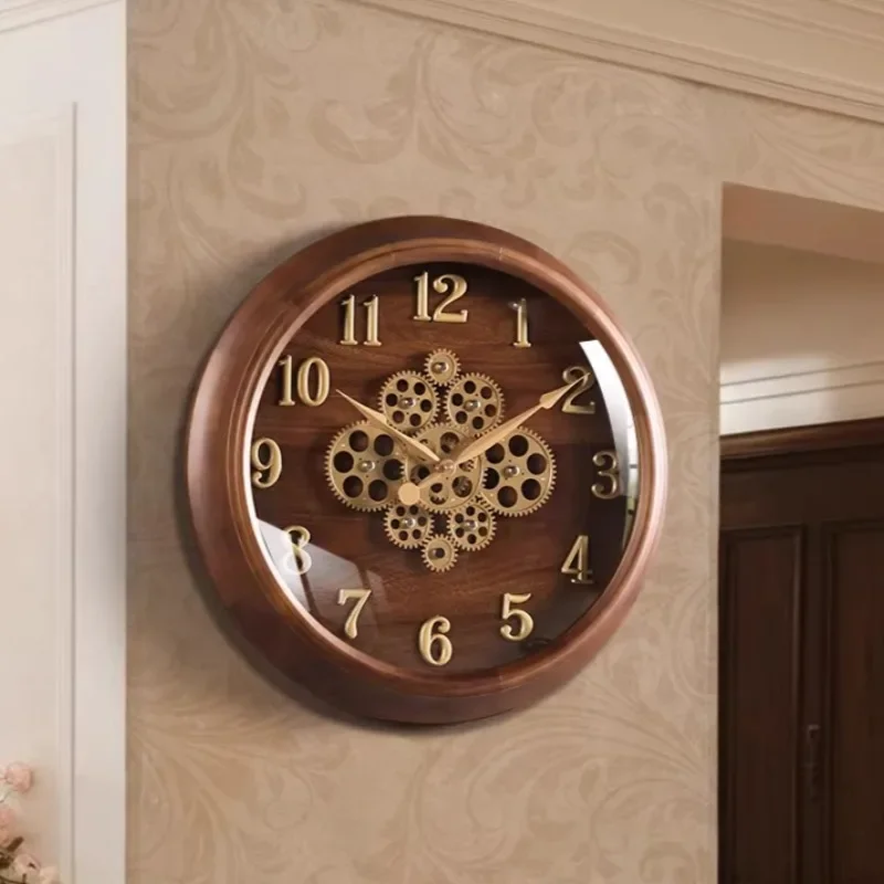 Retro Gear Mechanical Wall Clock Living Room Luxury Wall Clocks Bedroom Silent Watch Nordic Interior Unique Aesthetic Decoration