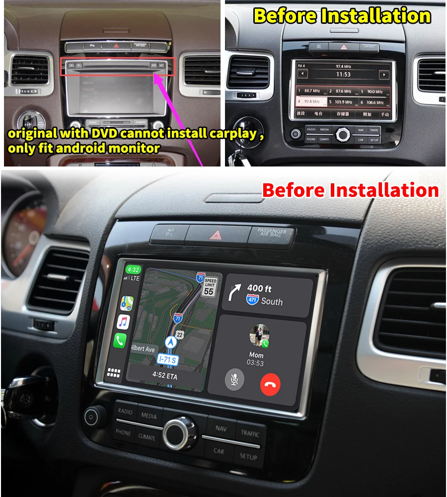 Krando Upgrade  Android Auto Wireless Apple CarPlay Module Box For Volkswagen Touareg Reverse Camera Interface  Mirror Link