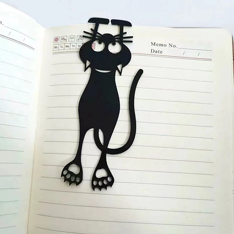 Imagem -04 - Gato Preto Hollow Out Bookmark Pvc Cartoon Animal Leitura Presente para Crianças 1pc Forma de