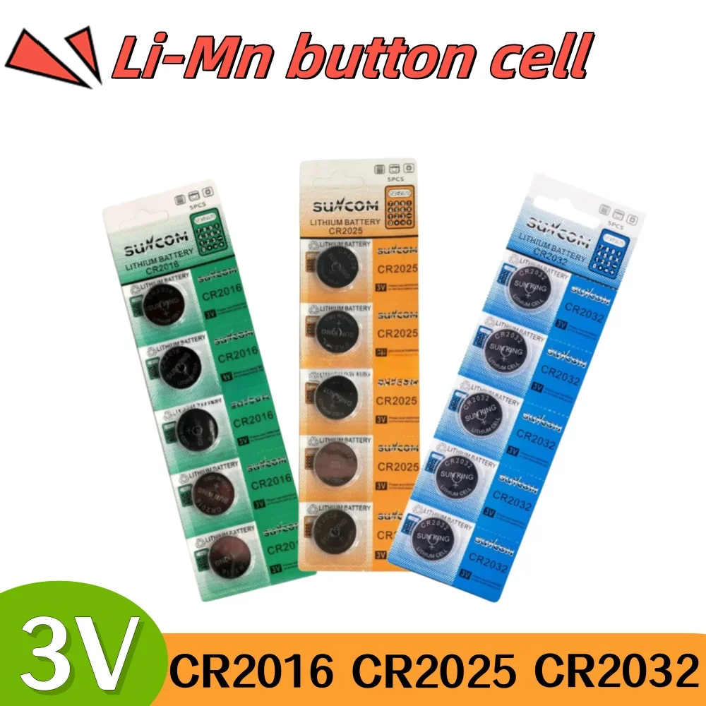 

3V 88/155/220mAh CR2016 CR2025 CR2032 Li-Mn button cell Battery Long-lasting, Leak-free, Suitable for flashlights, car keys, wat