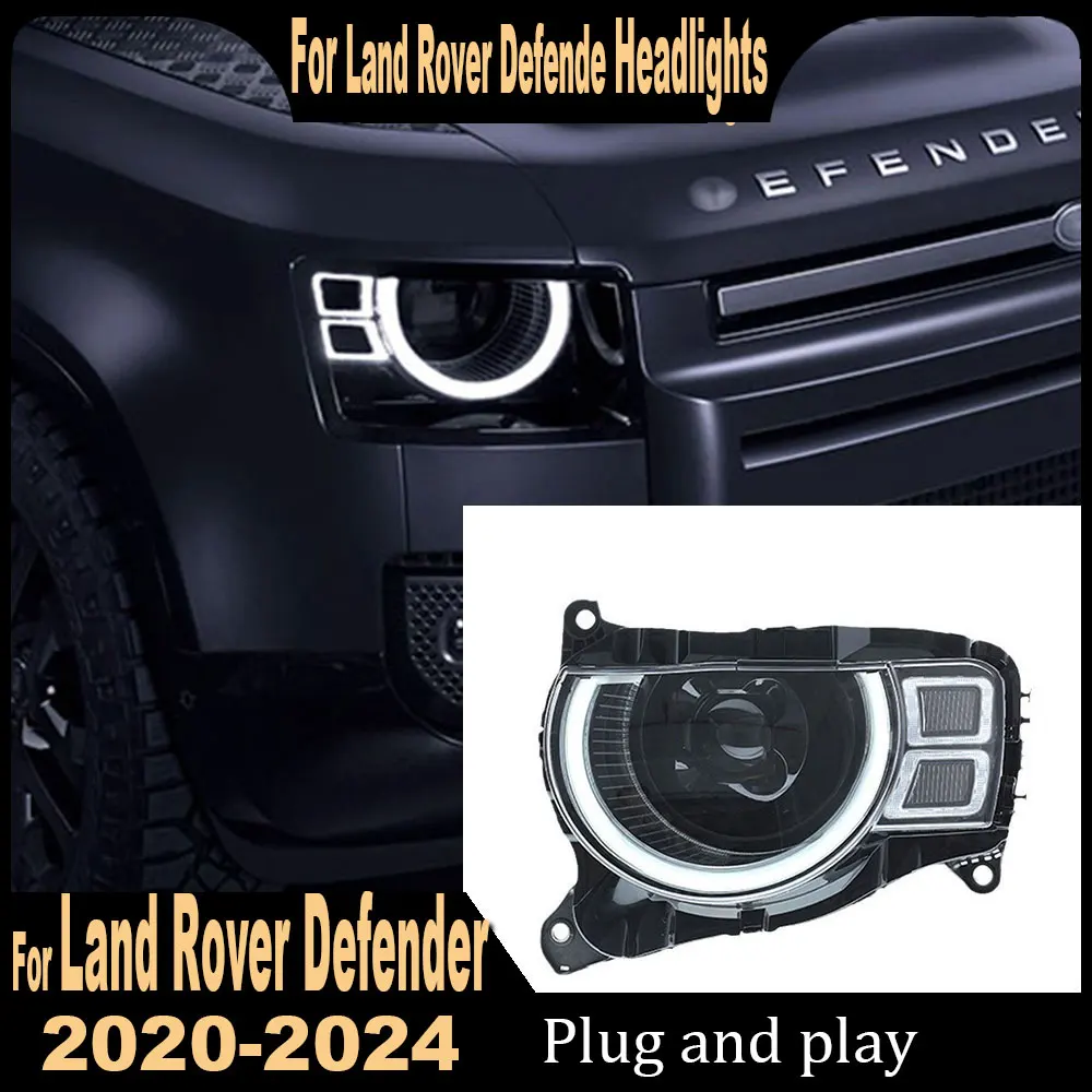 المصابيح الأمامية للسيارة لاند روفر ديفندر L663 2020 2021 20222023 مجموعة كشافات LED كاملة ترقية مجموعة ملحقات عدسة العرض