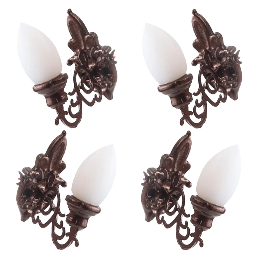 

4Pcs Mini Wall Lamp Simulated Luminous Light DIY Sand Table Decorative Accessories Tiny Scene Lighting Micro Landscape