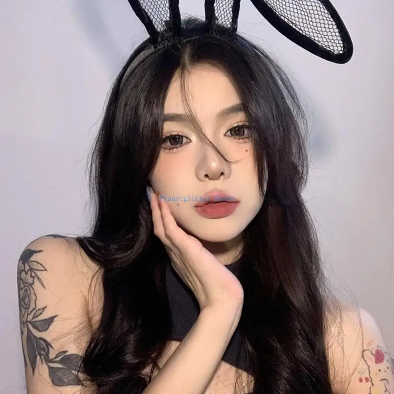 652B Bunny Ears Hoofdband Easter Rabbit Ears Leuke mode cosplay kostuumaccessoires voor volwassenen één zwart of wit