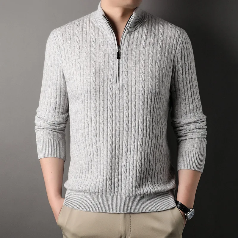 Men Collar Cashmere Sweater Men's Autumn Winter Sweater Clothes