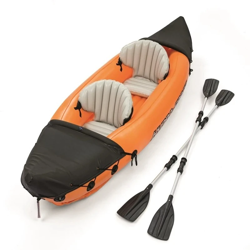 Single Double 3 Person Inflatable Kayak, Foldable Rubber Fishing Assault Boat For Lake Drifting Water Sports