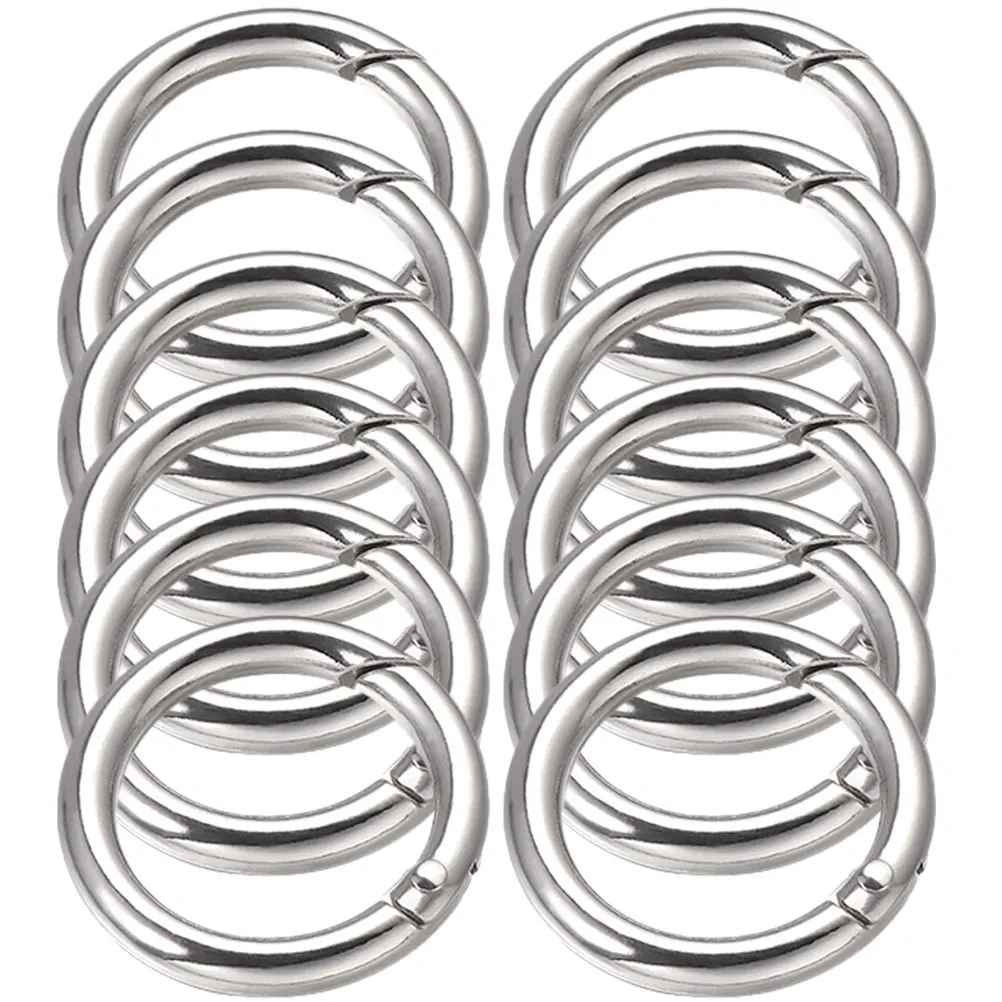 

15pcs Keyring Keychain Spring Buckle Zinc Alloy Round Carabiner Silver Durable Jump Rings for Keys Bags Jewelry Making