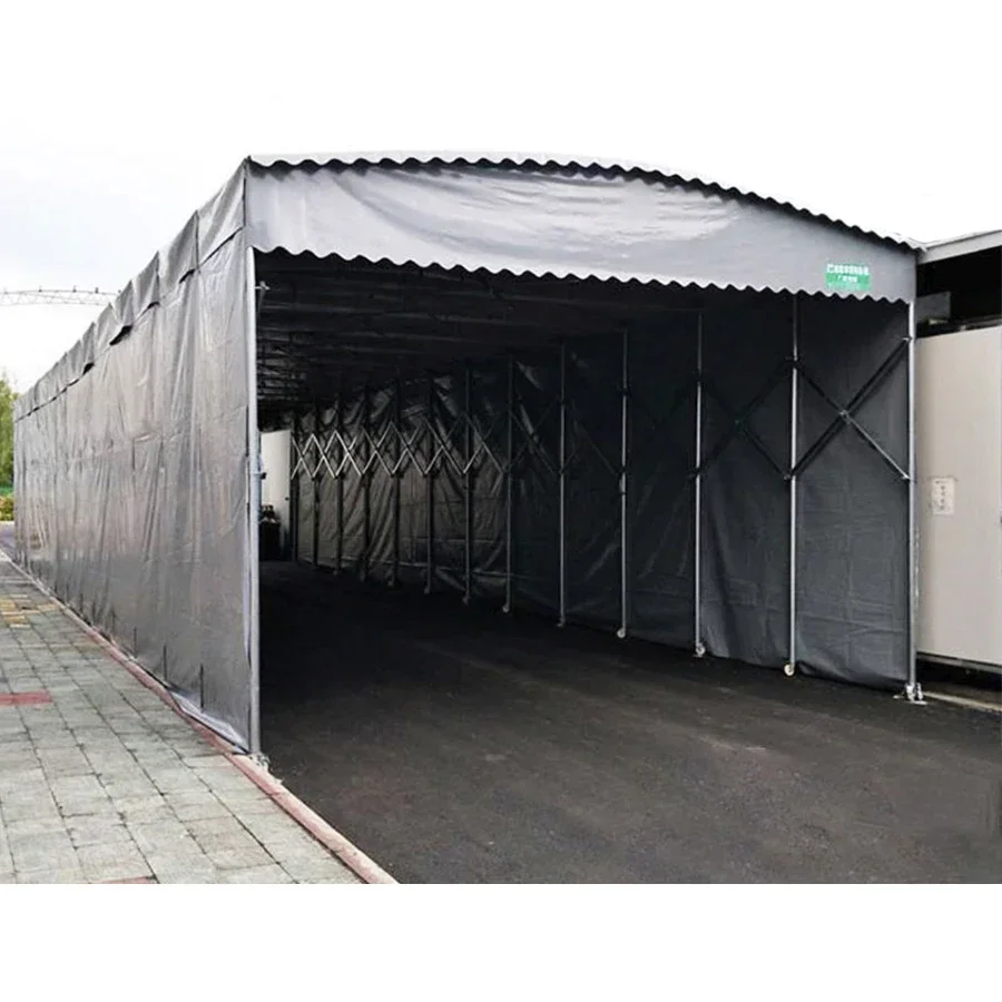 Movable Push-pull Event Sliding Sunshade Canopy, Outdoor Large Warehouse Storage Shelter Tent