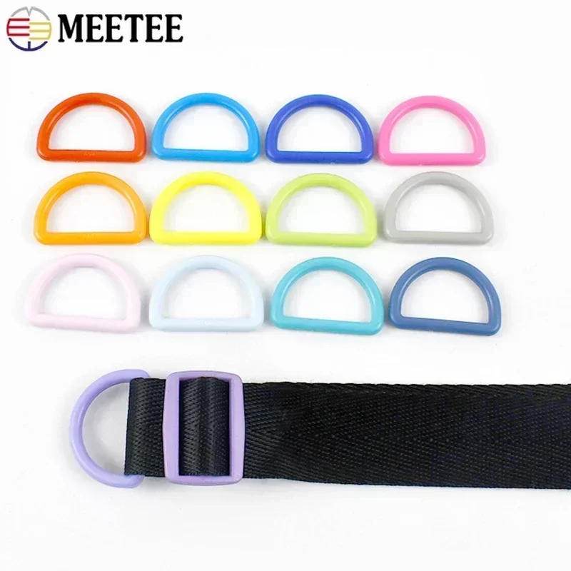 50Pcs Meetee 10-38mm Plastic Buckles D Ring for Backpack Strap Hanger Dog Collar Webbing DIY Luggage Hook Bag Decor Accessories