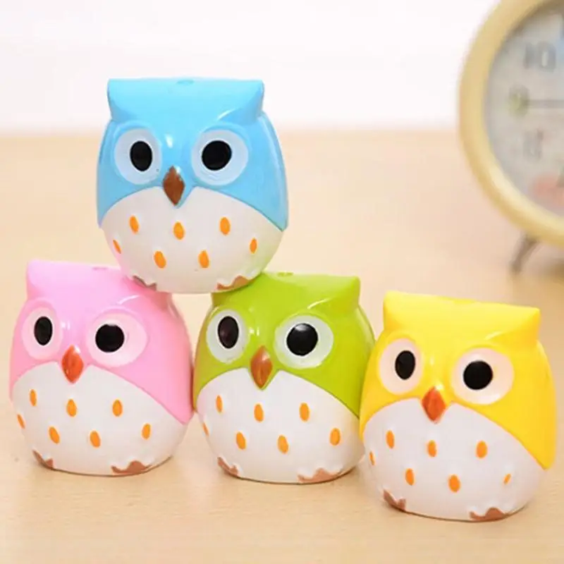 G8ta Schöne Doppel -Loch -Bleistiftspitzer Handbuch OWL -Form Schüler Preis Kinder Belohnung gegenwärtiges Büroschule