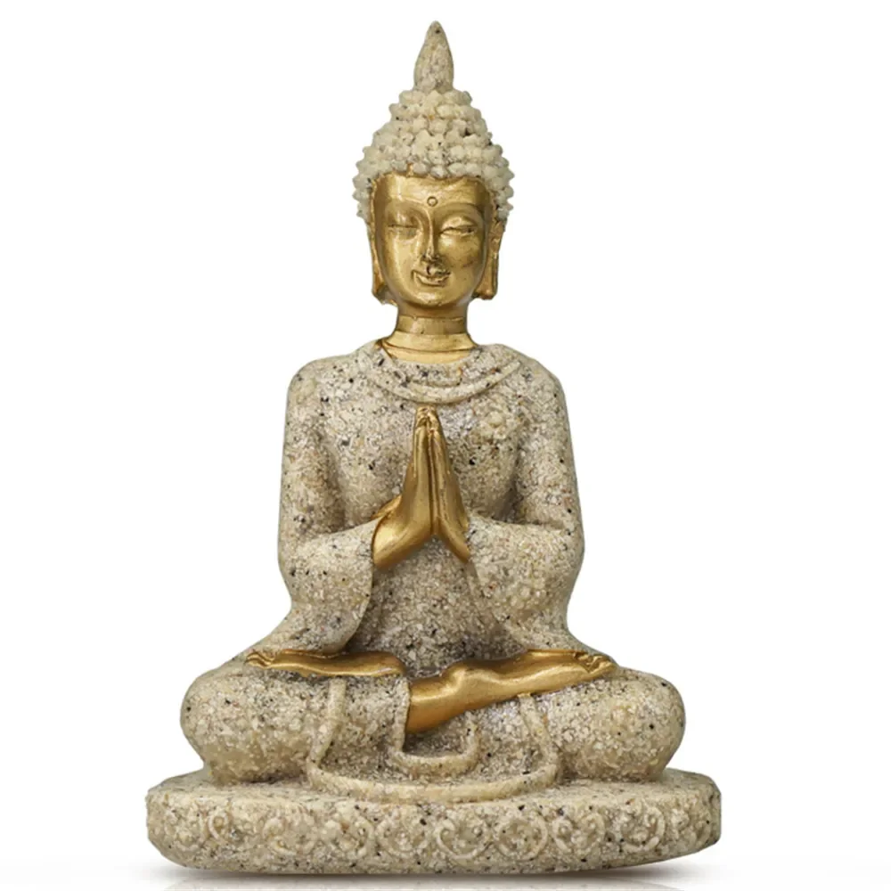 8cm Miniature Buddha Statue Nature Sandstone Fengshui Thailand Buddha Sculpture Hindu Figurine Home Decorative Ornament Gifts