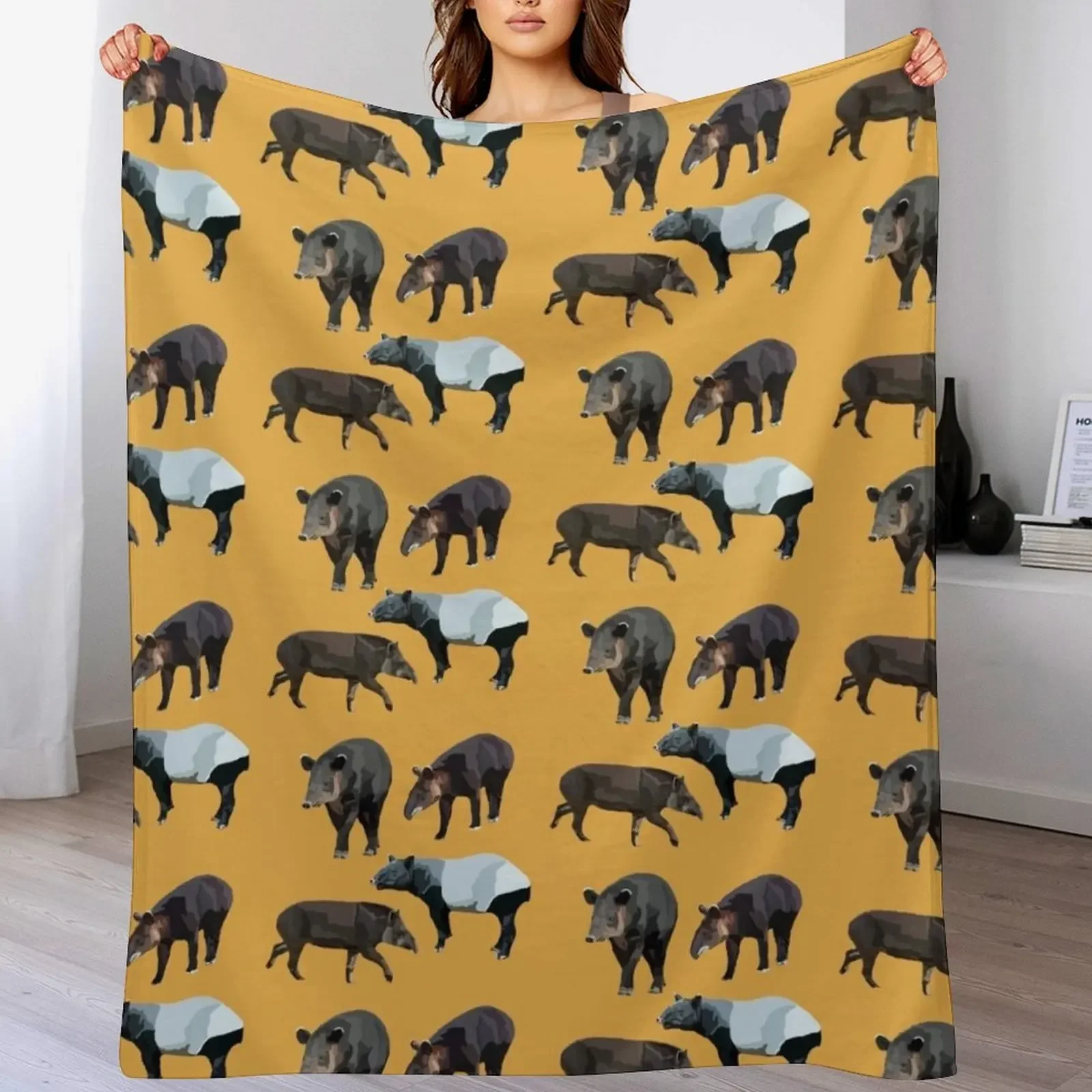 

T is for Tapir Throw Blanket Custom Thermal Luxury Designer Hairy Blankets