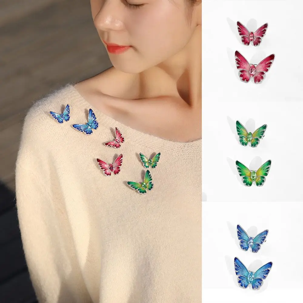 Mini Animal Crystal Butterfly Brooches Alloy Insect Sweater Coat Collar Pin Exquisite Sense Acrylic Dripping Oil Brooch Girls