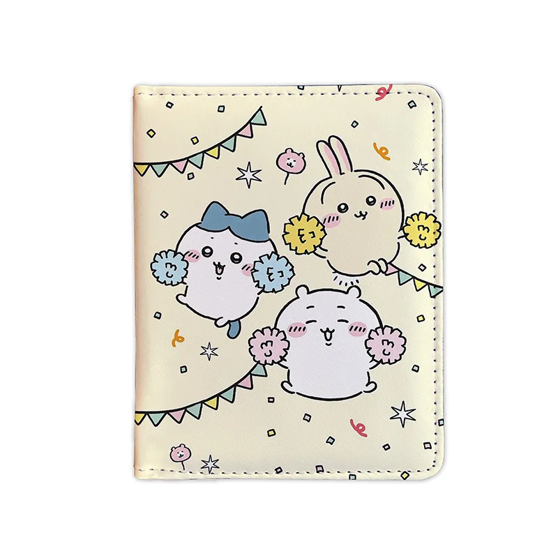 Chiikawa Kawaii Complete Characters Printed PU Passport Cover Wear Resistant Waterproof Synthetic Leather Neat Stitching Work